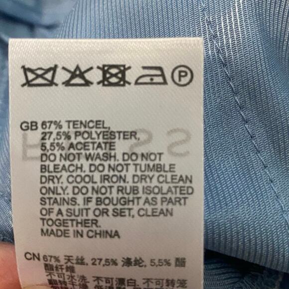 Reiss June Pleated Front Wide Leg Pants Blue Size 8 - Picture 3 of 11